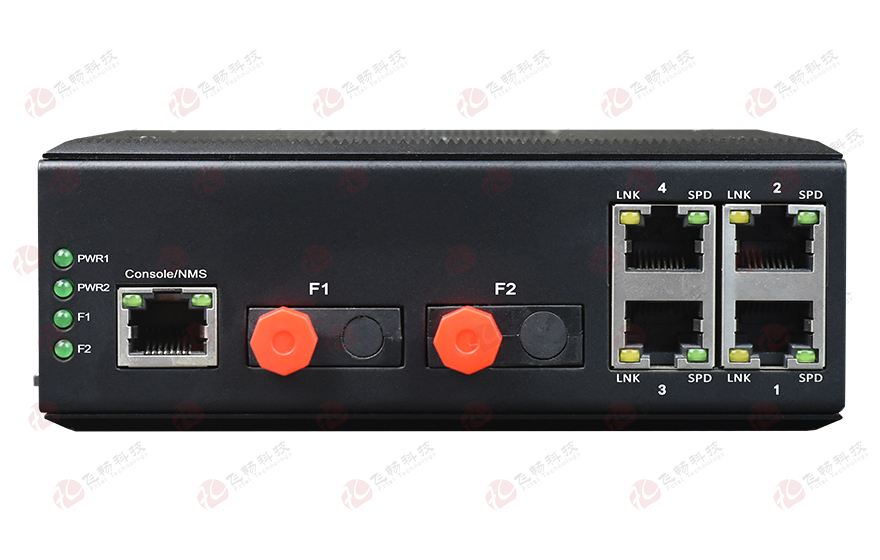 飛暢科技-網管型 4千兆電+2路千兆光(固定光模塊)  工業(yè)軌式環(huán)網交換機