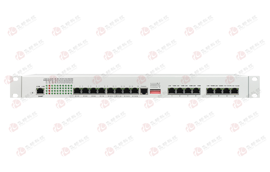 飛暢科技-32路電話+16E1+4FE+4GE+2路數(shù)據(jù)+SNMP+console（19英寸，物理隔離）電話光端機
